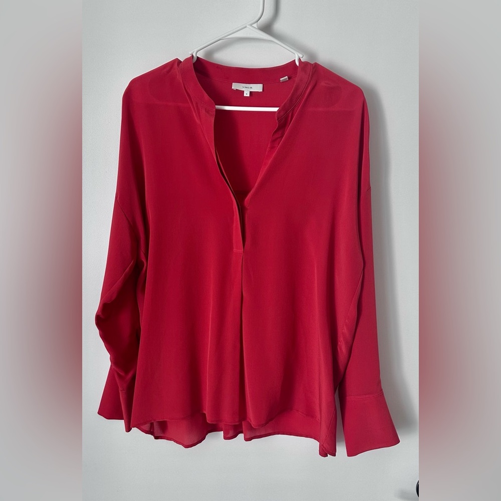 Vince Red Silk Blouse